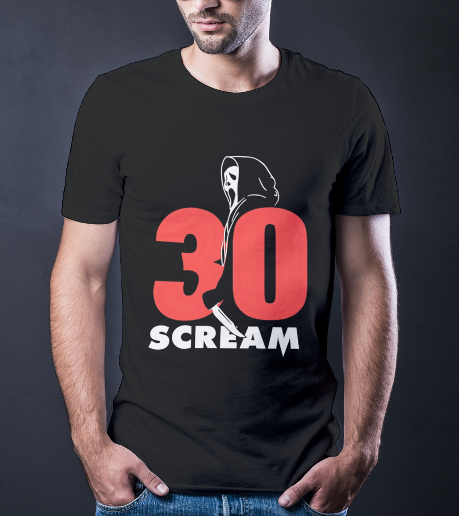 30 Scream Ghost Mask Scythe T-Shirt