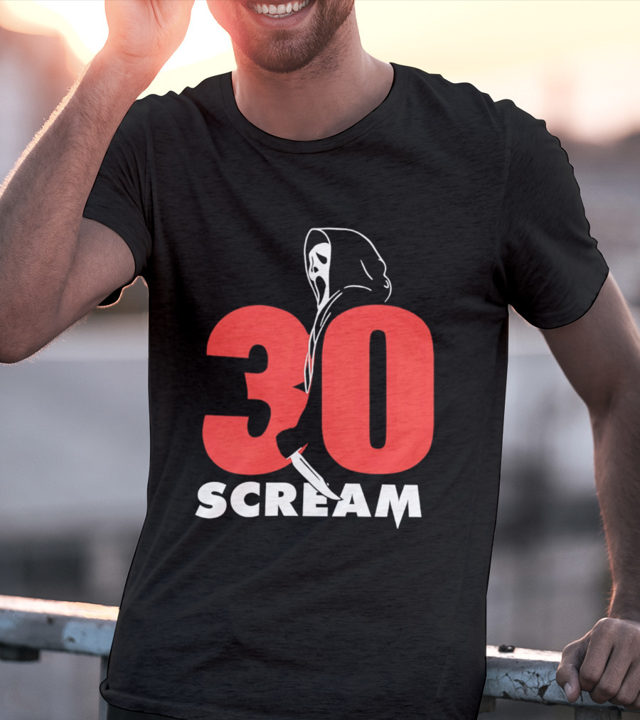 30 Scream Ghost Mask Scythe T-Shirt