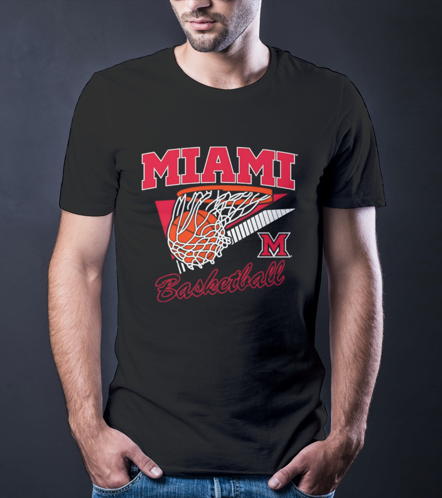 Miami Redhawks Basketball Action Hoop And Net Swish T-Shirt