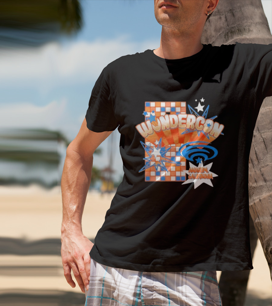 WonderCon Anaheim California 2026 Starburst Checkered T-Shirt