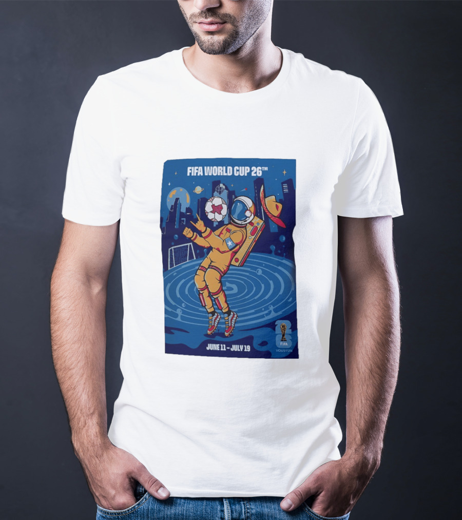 FIFA World Cup 2026 Astronaut In Houston June 11 July 19 Soccer Space T-Shirt