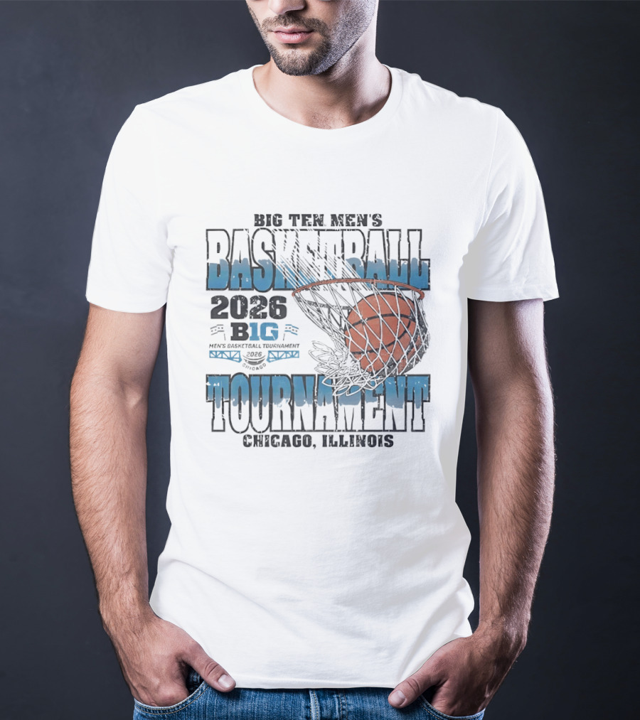 Big Ten Men's Basketball Tournament 2026 Chicago Illinois Basketball Net T-Shirt