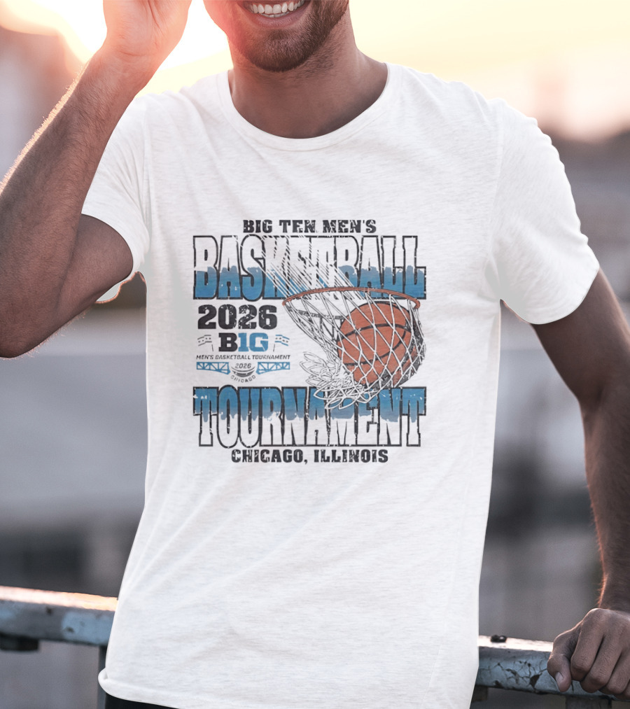 Big Ten Men's Basketball Tournament 2026 Chicago Illinois Basketball Net T-Shirt