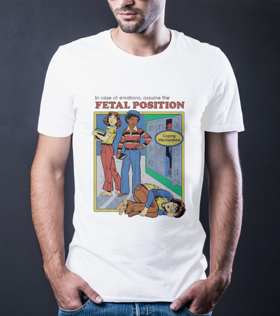 Coping Mechanisms Fetal Position Retro School Locker Scene T-Shirt