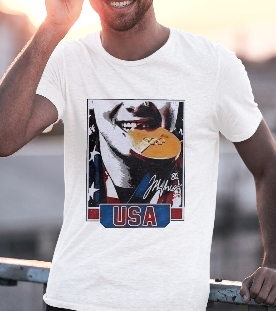 USA Gold Medal Hockey Jack Hughes Autograph 88 T-Shirt