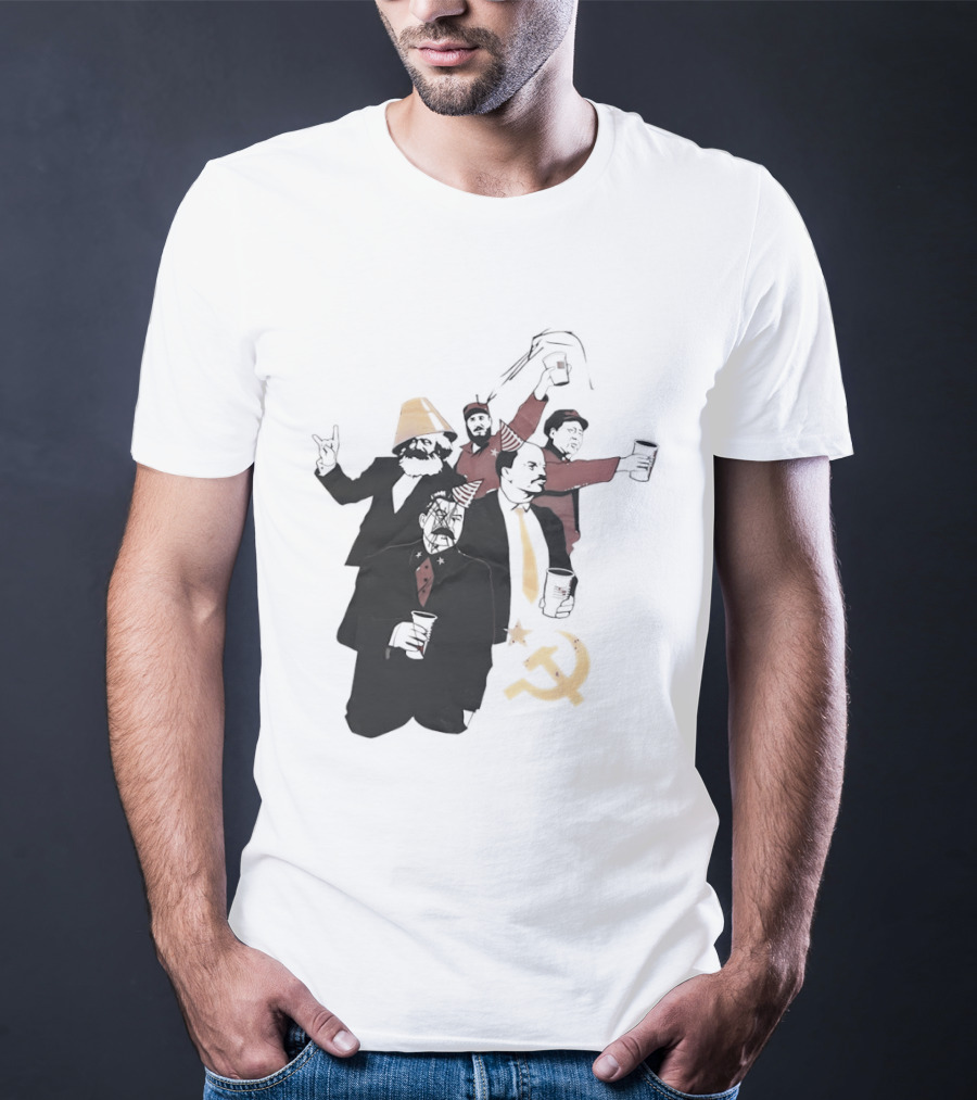 Drunk Karl Marx Vladimir Lenin Joseph Stalin Mao Zedong Fidel Castro Party Communist Humor Lamp Hat T-Shirt