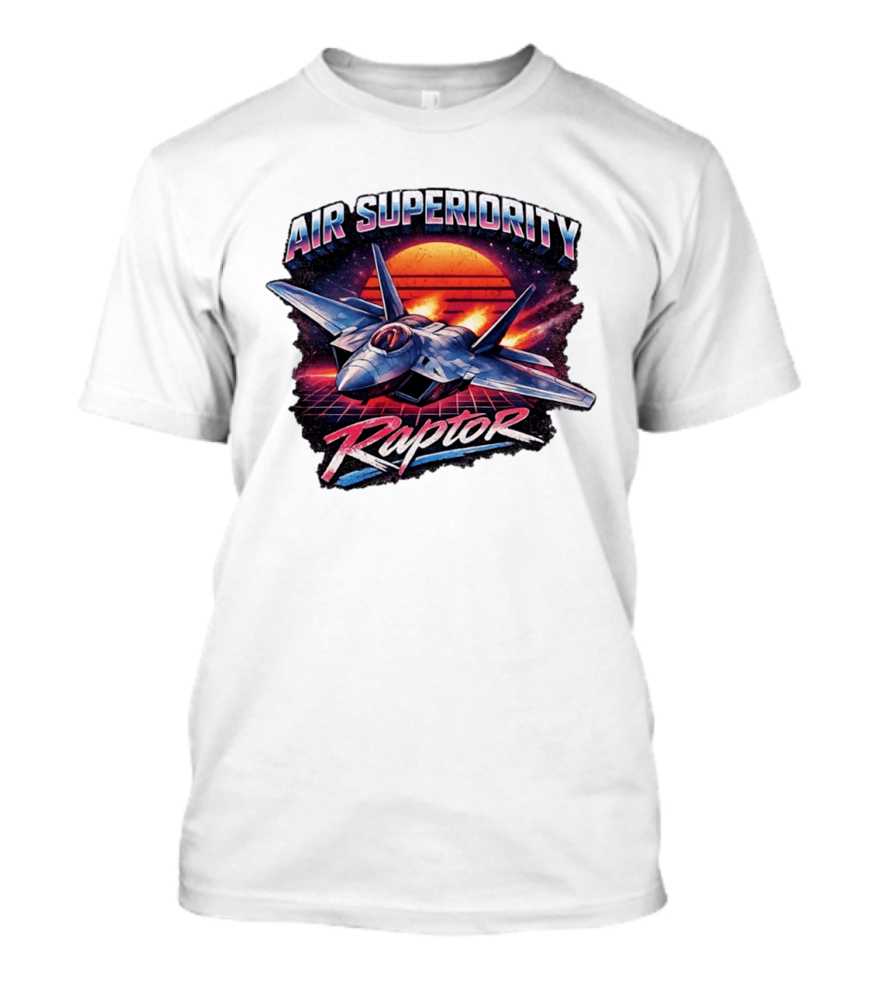 Air Superiority Raptor Fighter Jet Retro Sunset T-Shirt