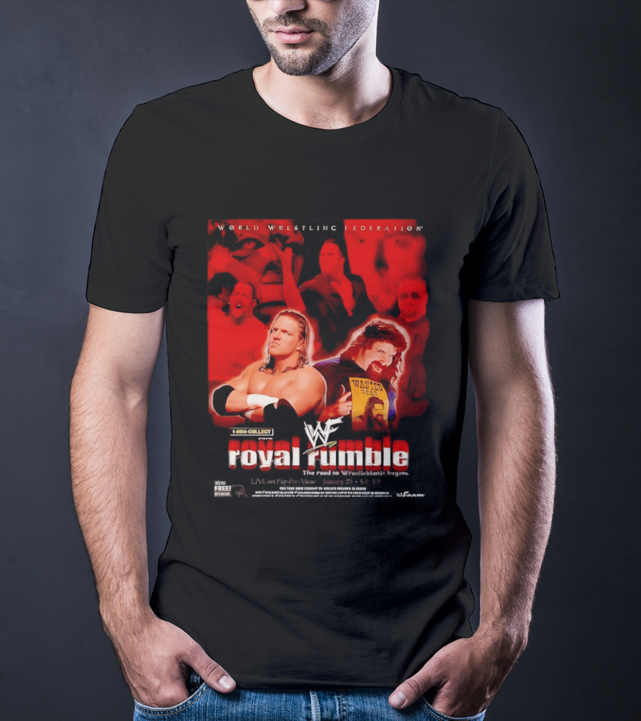 WWF Royal Rumble Wrestling Federation 1 800 COLLECT Wanted Dead T-Shirt