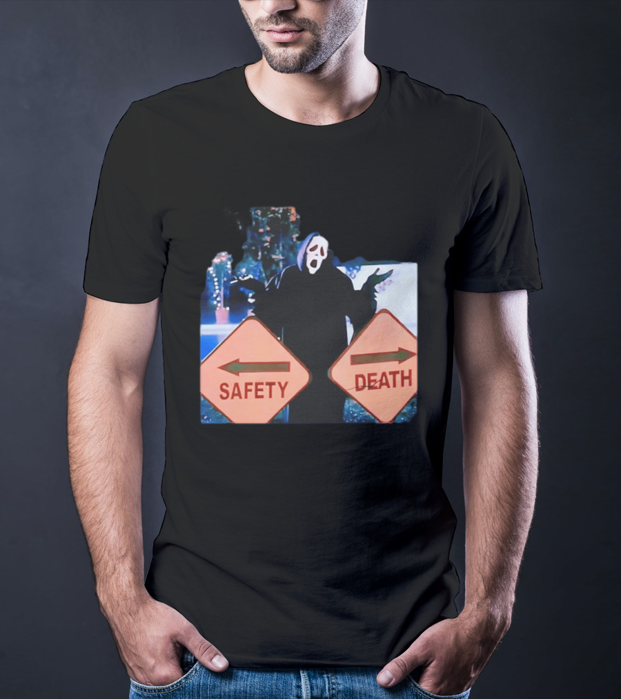 Ghostface Scream Safety Left Death Right Signs T-Shirt
