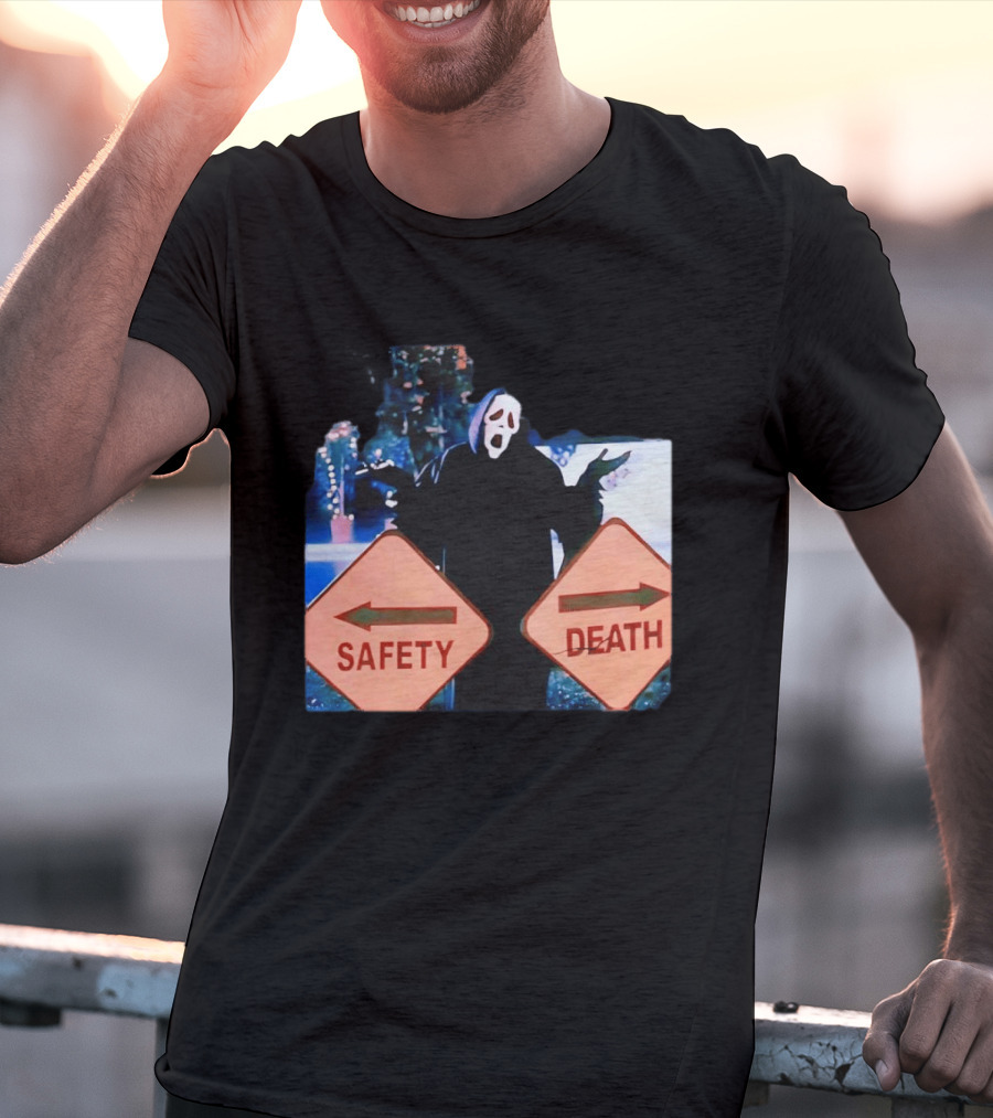 Ghostface Scream Safety Left Death Right Signs T-Shirt