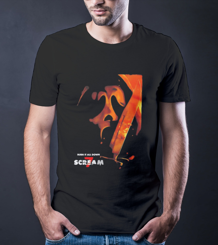 Scream 7 Ghostface Burn It Down Knife T-Shirt