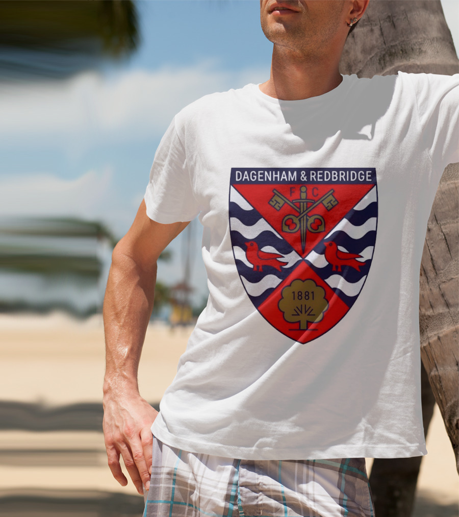 Dagenham Redbridge FC Crest 1881 Ravens Key Waves T-Shirt