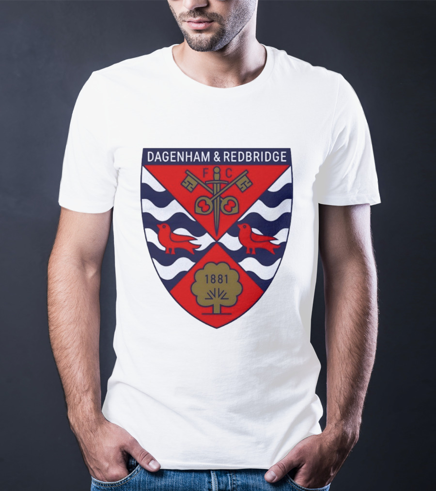 Dagenham Redbridge FC Crest 1881 Ravens Key Waves T-Shirt