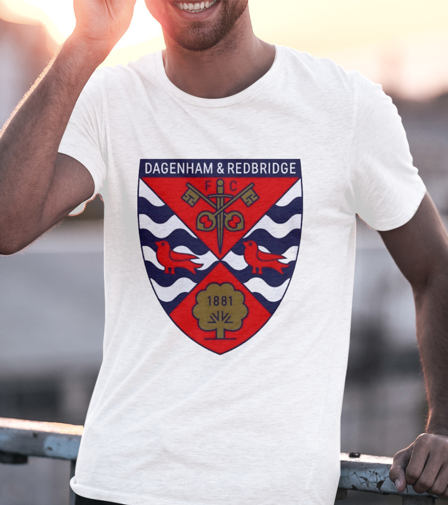 Dagenham Redbridge FC Crest 1881 Ravens Key Waves T-Shirt