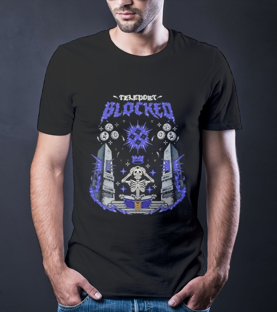 Skeleton Wearing Crown Teleport Blocked OSRS Magic Book Mystical Aura And Power T-Shirt