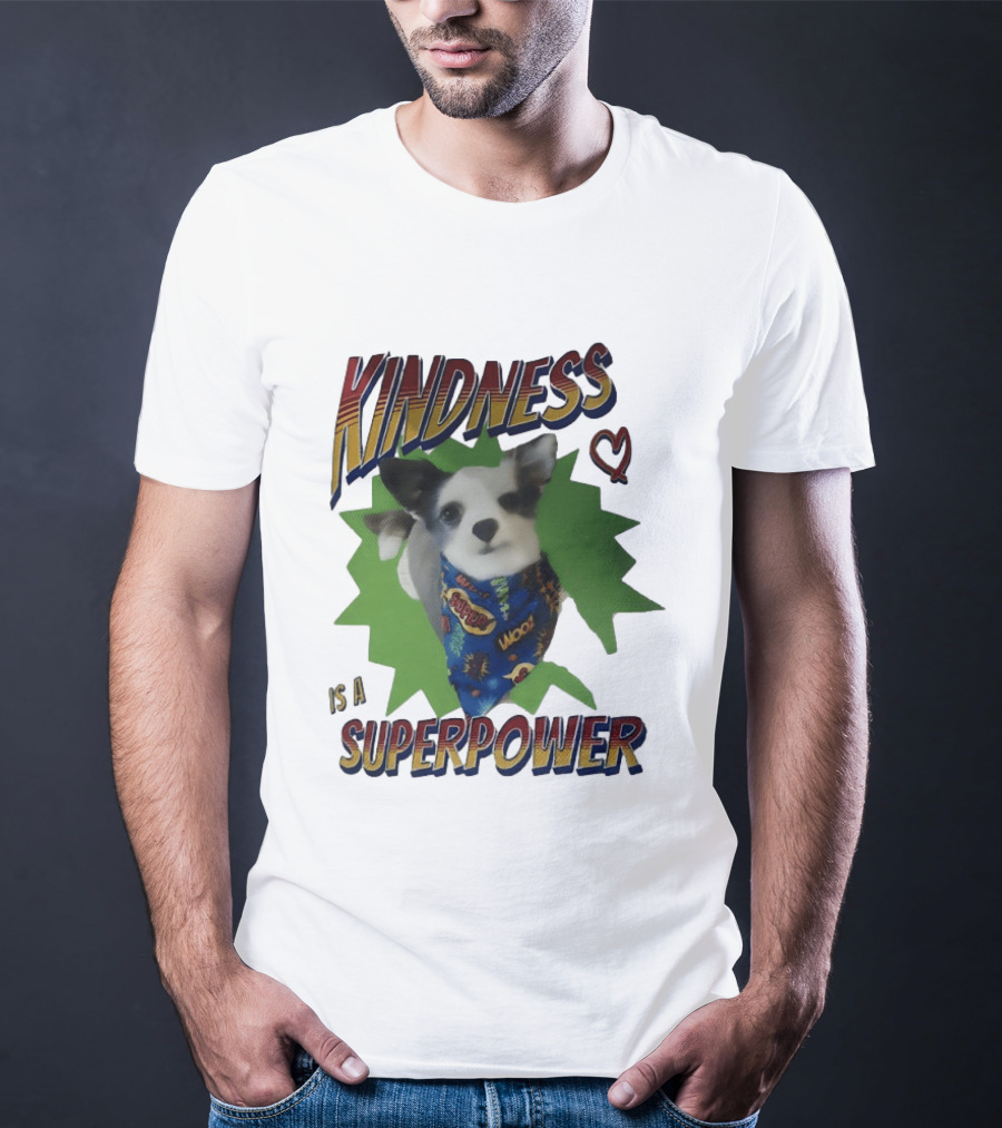 Kindness Is A Superpower Dog With Cape And Heart T-Shirt