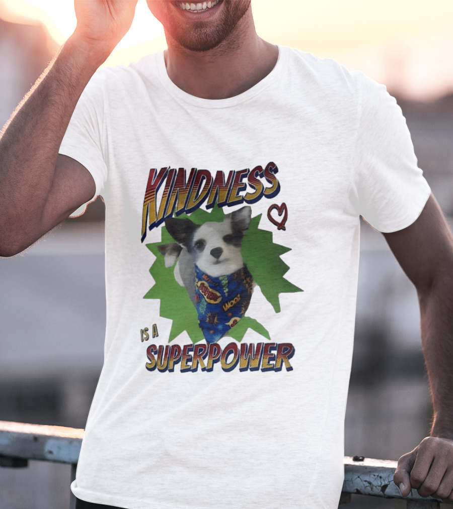 Kindness Is A Superpower Dog With Cape And Heart T-Shirt