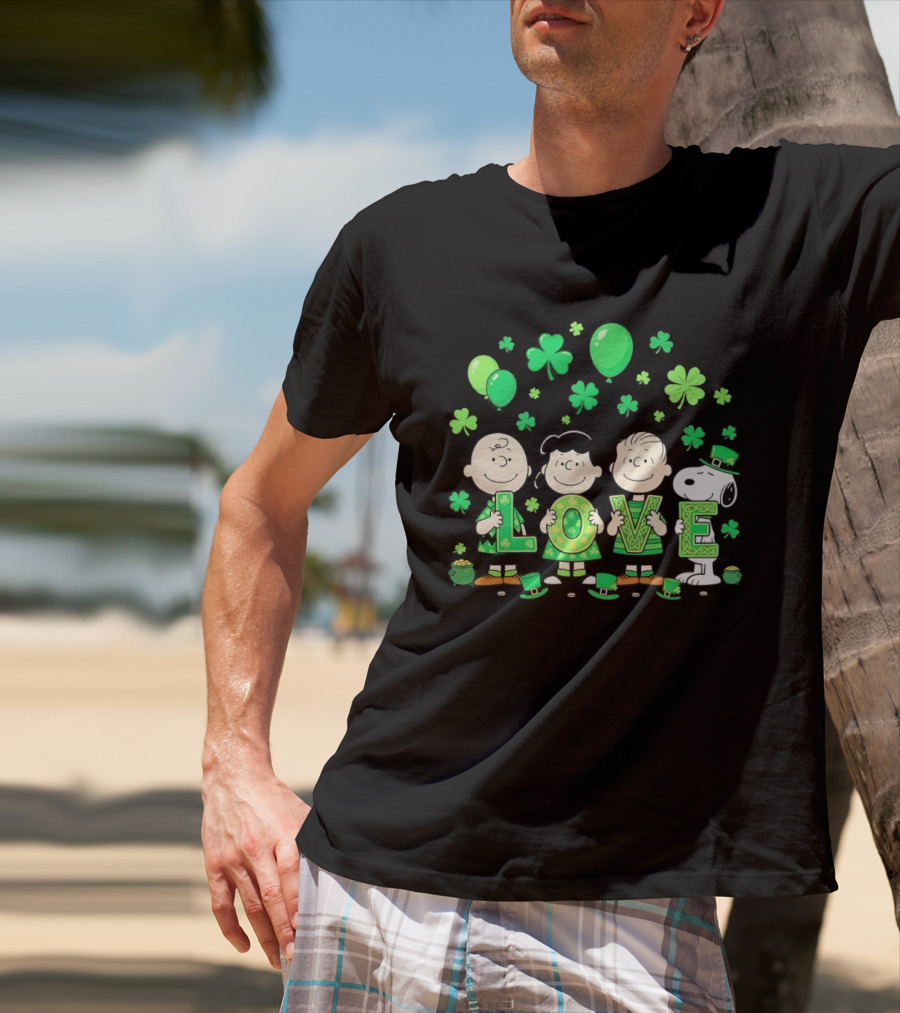 Snoopy Charlie Brown And Friends Love Shamrock St. Patrick's Day Celebration T-Shirt