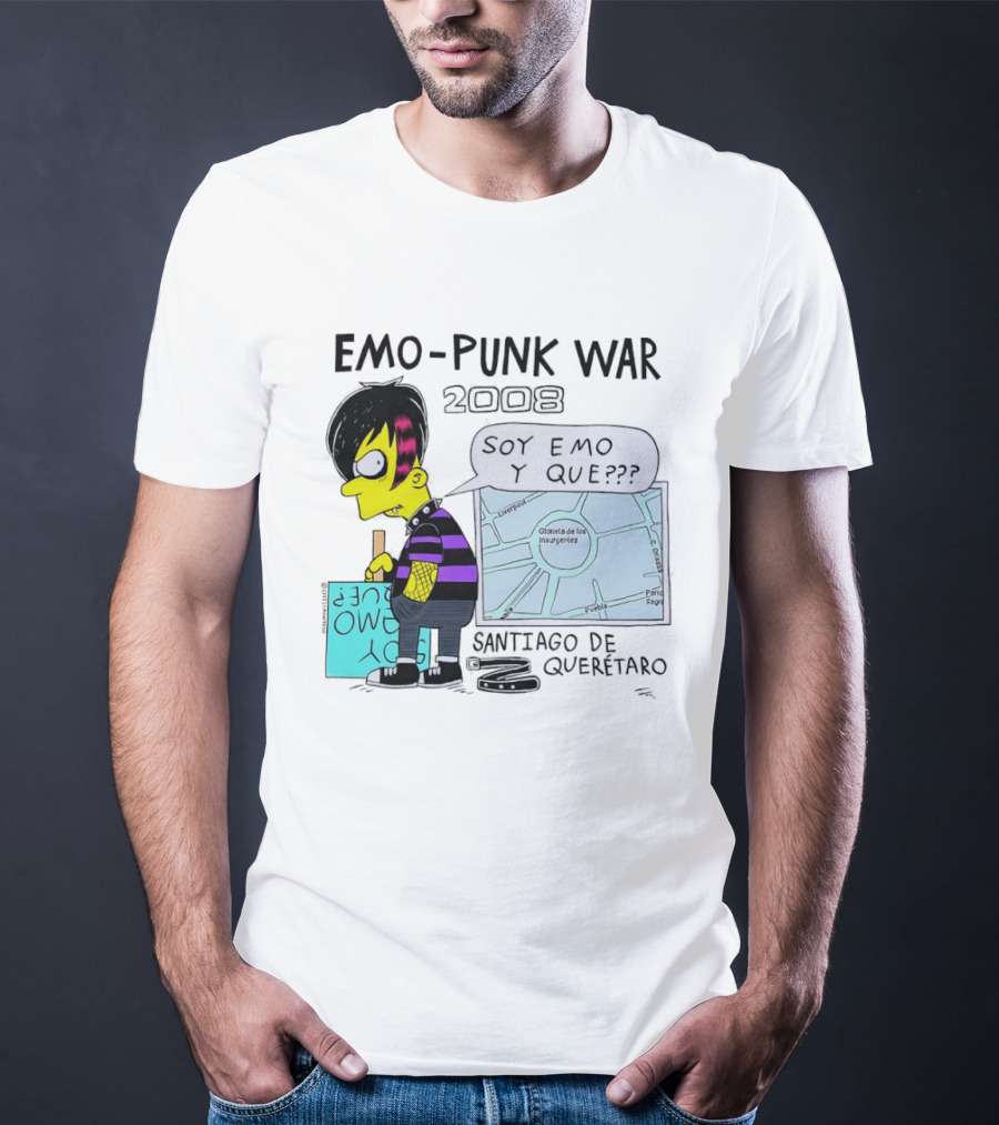 Emo Punk War 2008 Soy Emo Y Que Santiago De Queretaro Map Cartoon T-Shirt