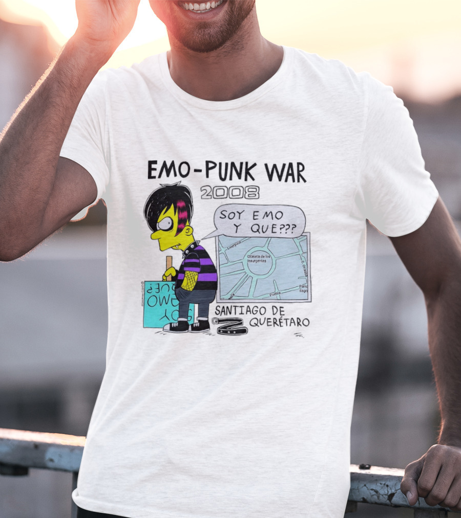 Emo Punk War 2008 Soy Emo Y Que Santiago De Queretaro Map Cartoon T-Shirt