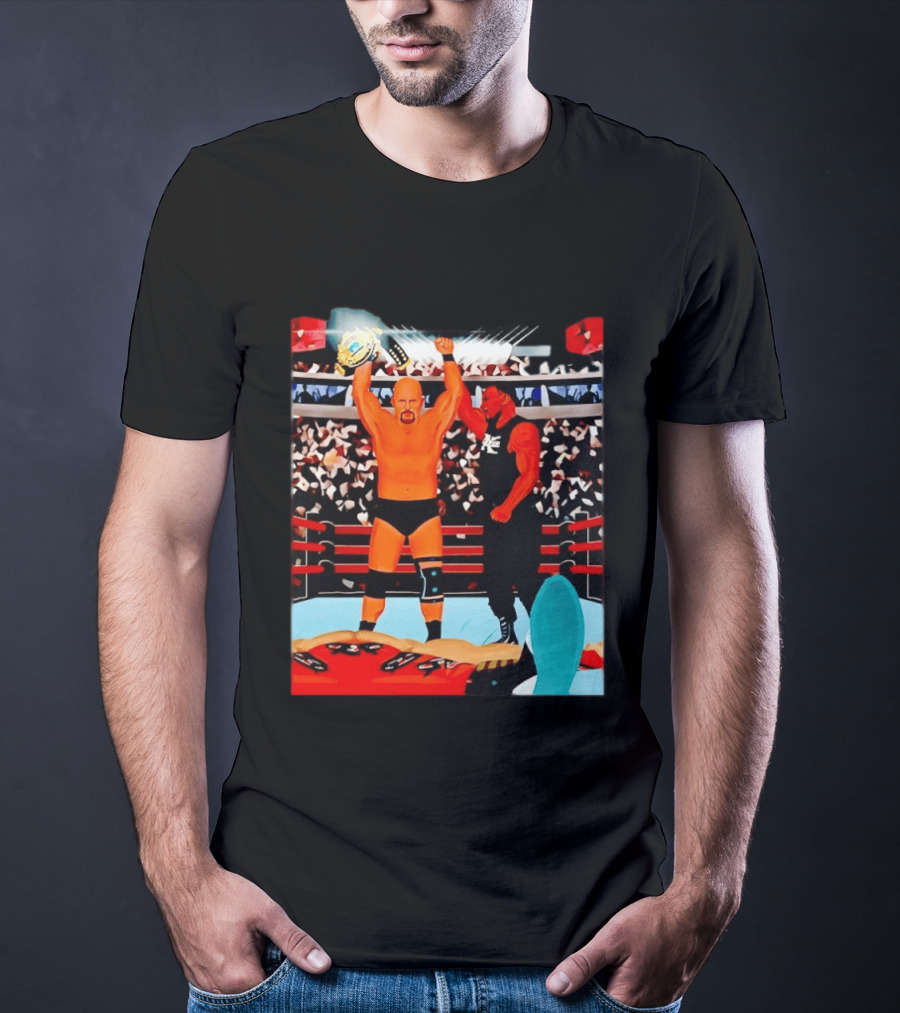 Stone Cold Steve Austin Championship Victory WWF Wrestling Arena Celebration T-Shirt