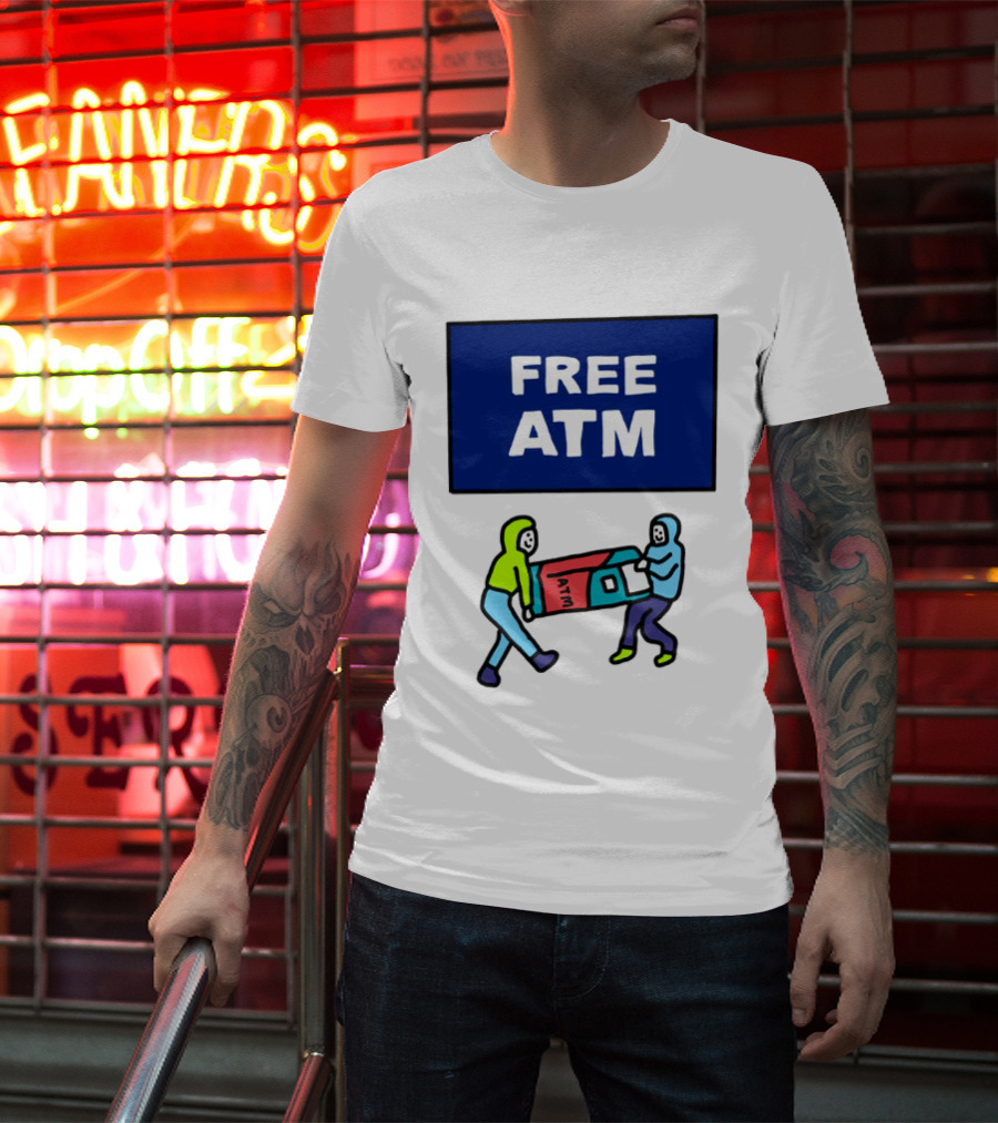 Free ATM Funny Cartoon Drawing T-Shirt