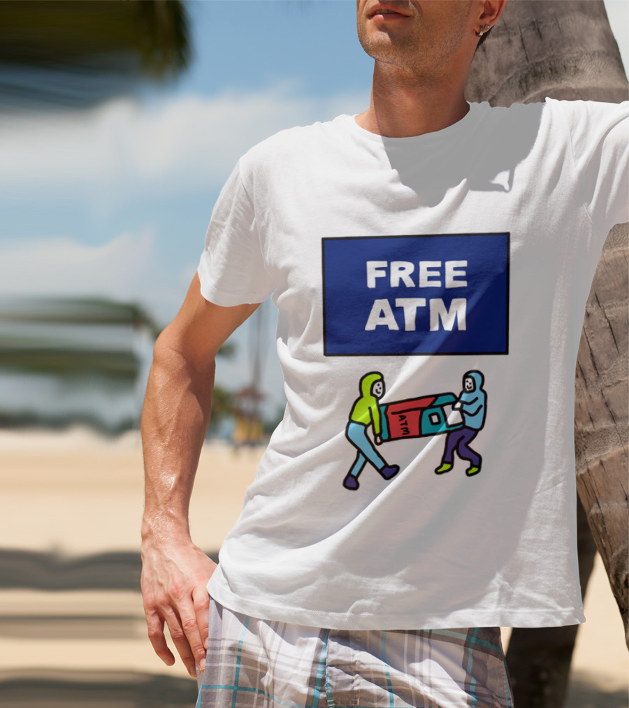 Free ATM Funny Cartoon Drawing T-Shirt