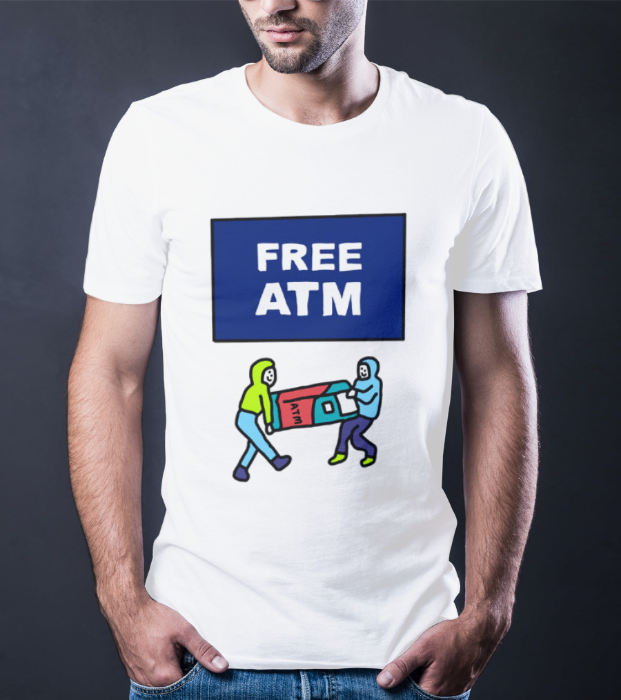 Free ATM Funny Cartoon Drawing T-Shirt