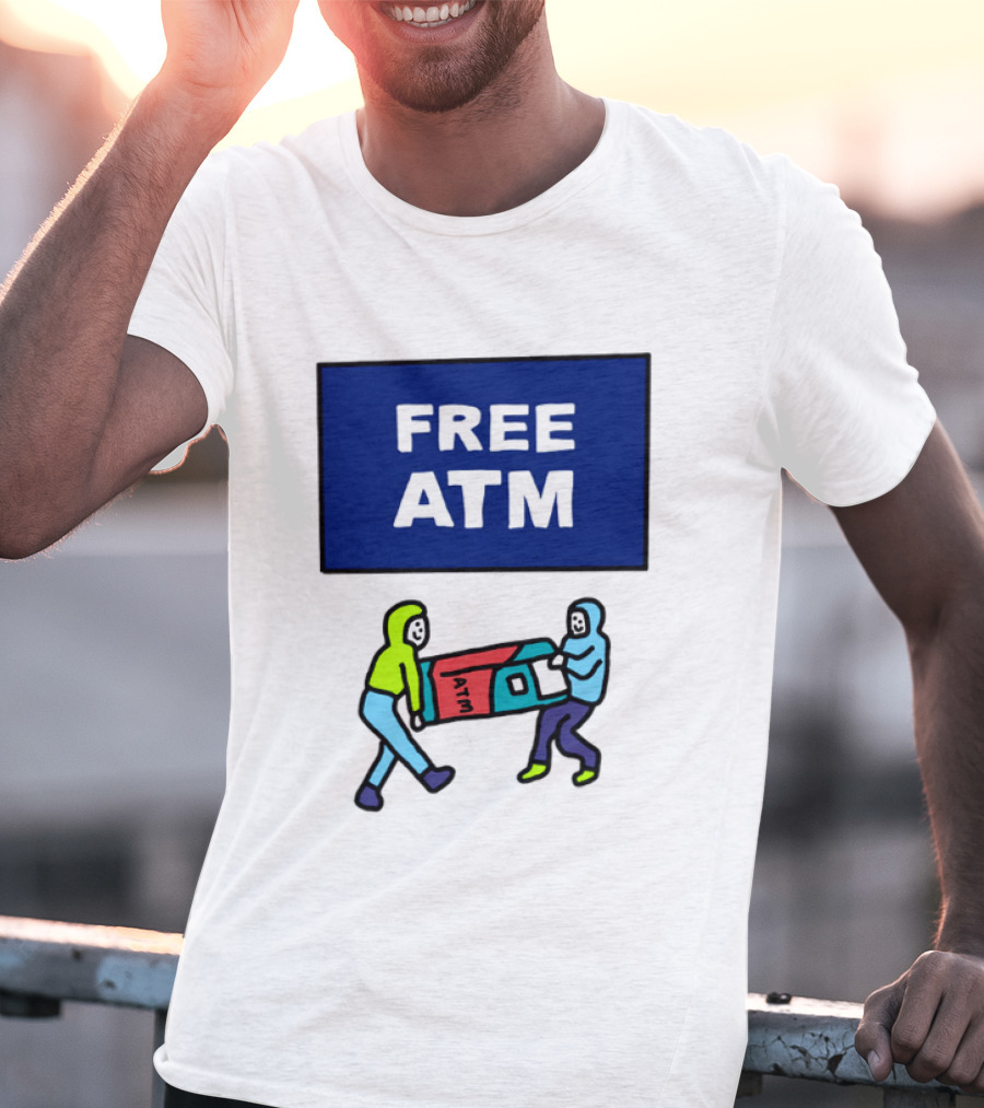 Free ATM Funny Cartoon Drawing T-Shirt