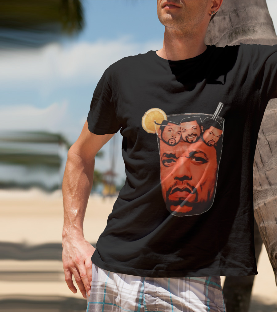 Ice And Ice Cube Faces In Glass With Lemon And Straw T-Shirt