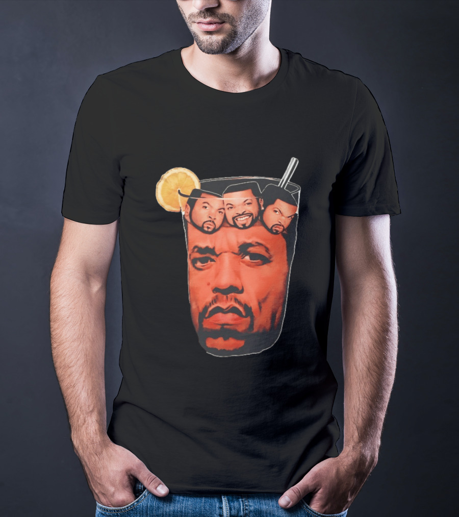Ice And Ice Cube Faces In Glass With Lemon And Straw T-Shirt