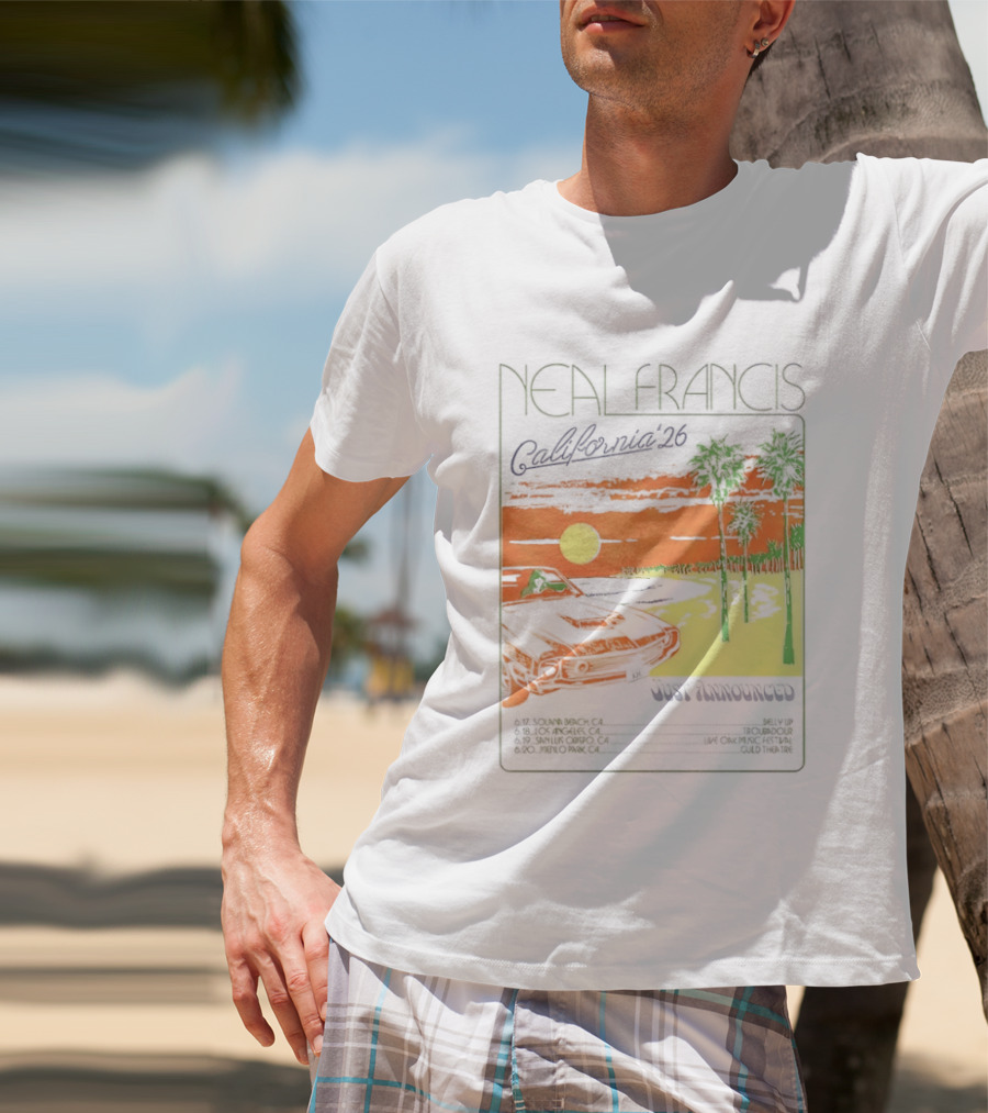 Neal Francis California Tour 2026 Sunset Palm Trees T-Shirt