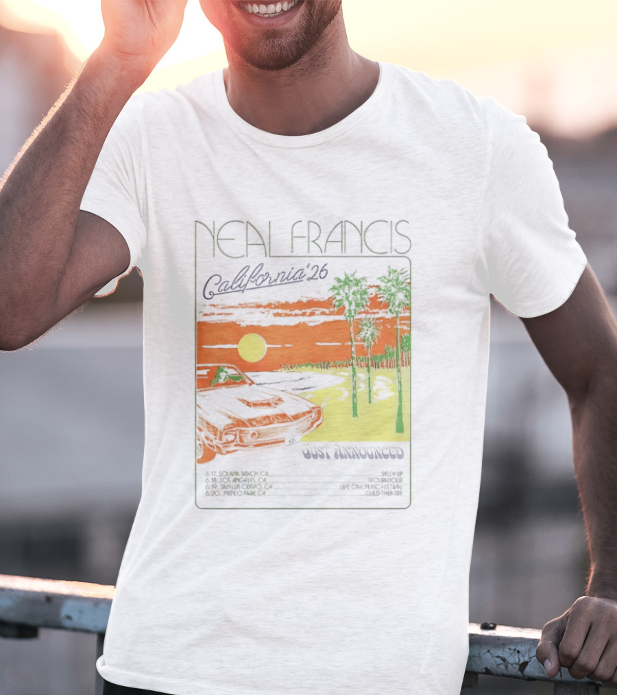 Neal Francis California Tour 2026 Sunset Palm Trees T-Shirt