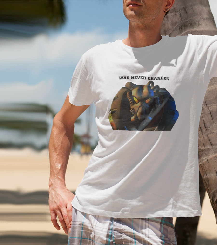 War Never Changes Enclave Power Armor Iconic Fallout Gaming T-Shirt