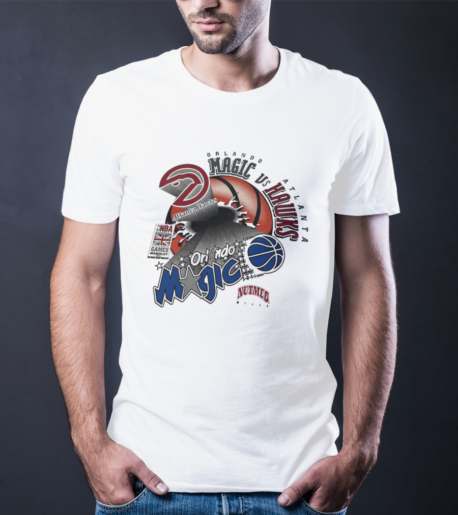 Orlando Magic Vs Atlanta Hawks NBA London 1993 Basketball Event T-Shirt
