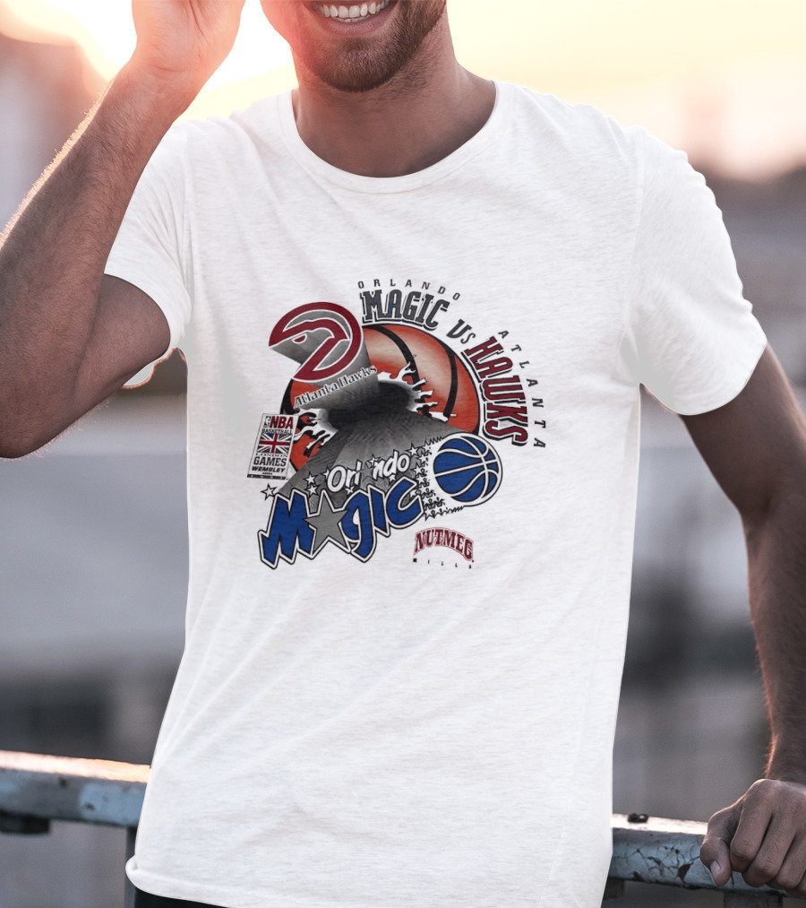 Orlando Magic Vs Atlanta Hawks NBA London 1993 Basketball Event T-Shirt