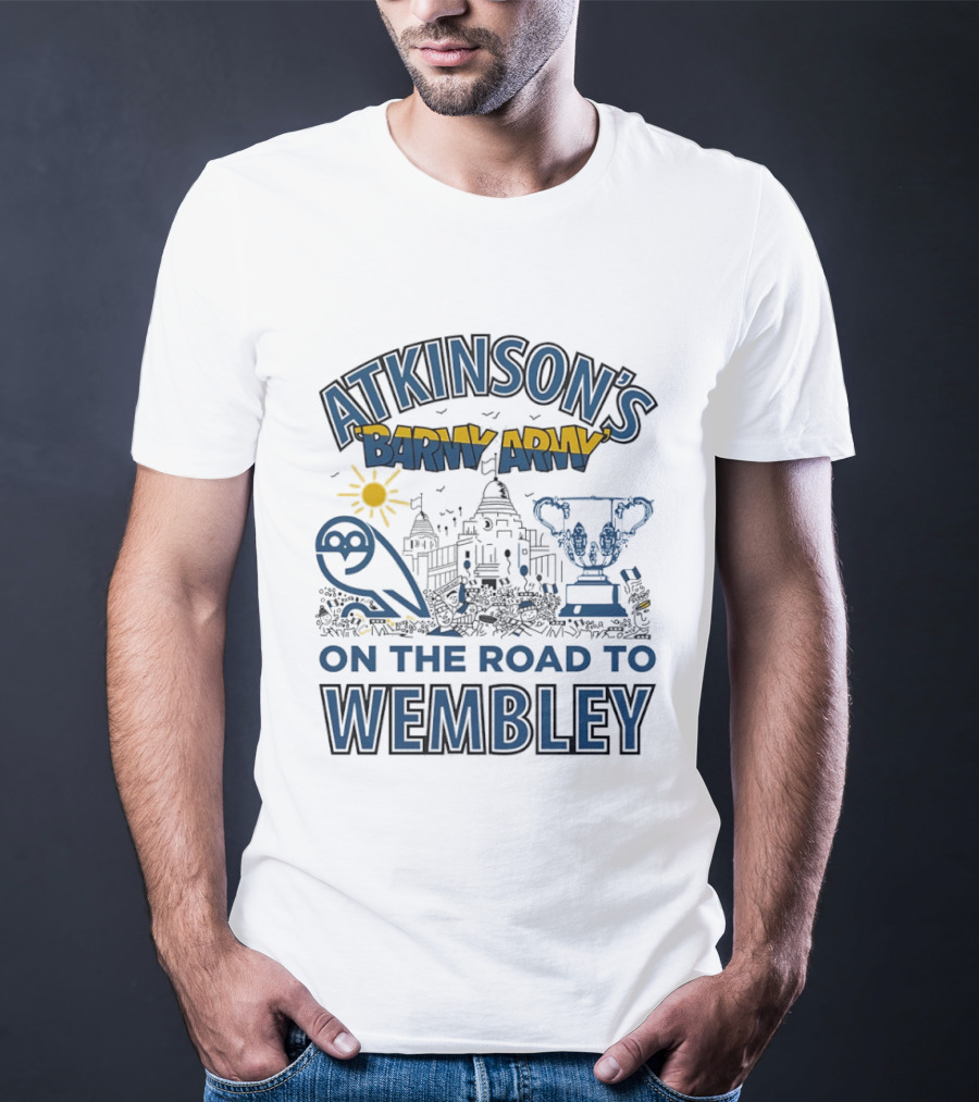 Atkinson's Barmy Army On The Road To Wembley Owl And Trophy Scene T-Shirt