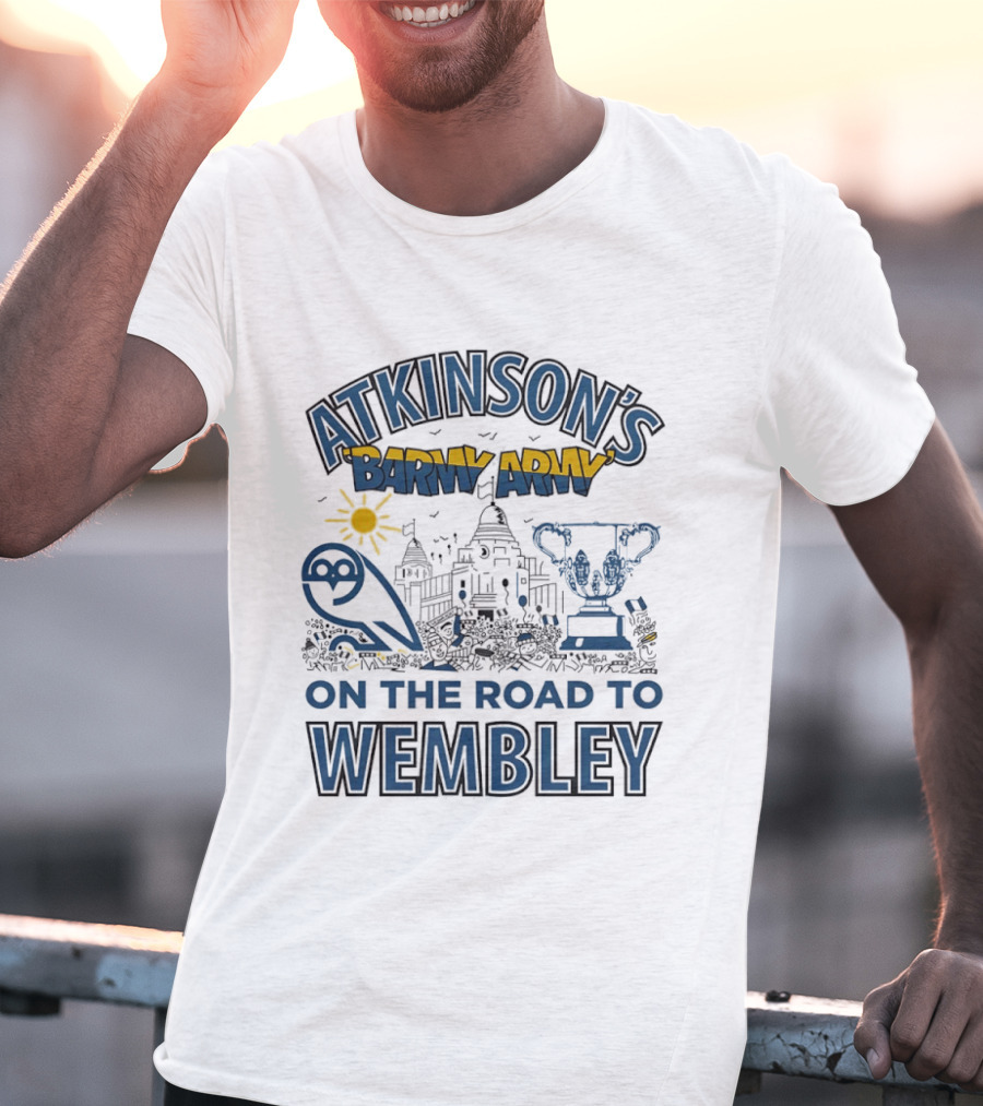 Atkinson's Barmy Army On The Road To Wembley Owl And Trophy Scene T-Shirt