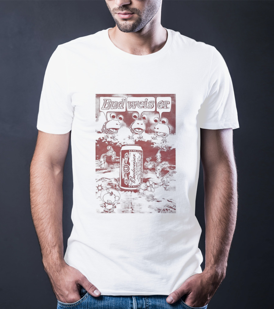 Budweiser Pikmin Crossover With Iconic Characters And Beer Can T-Shirt