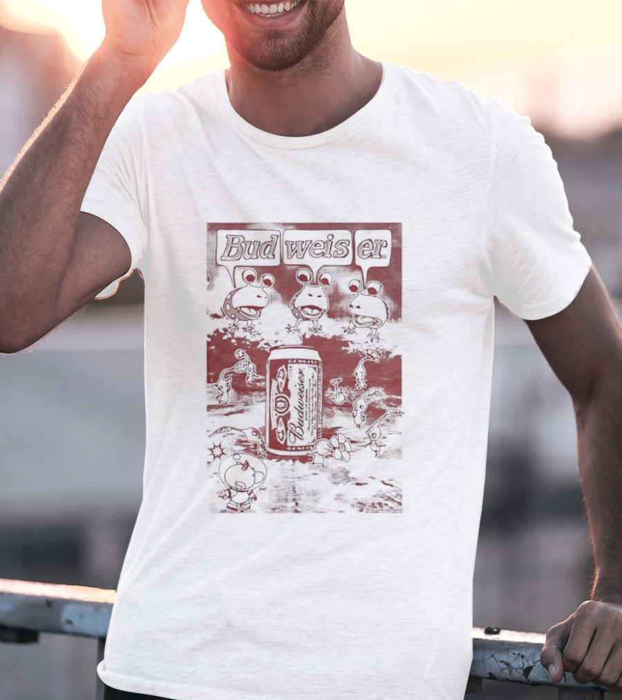 Budweiser Pikmin Crossover With Iconic Characters And Beer Can T-Shirt