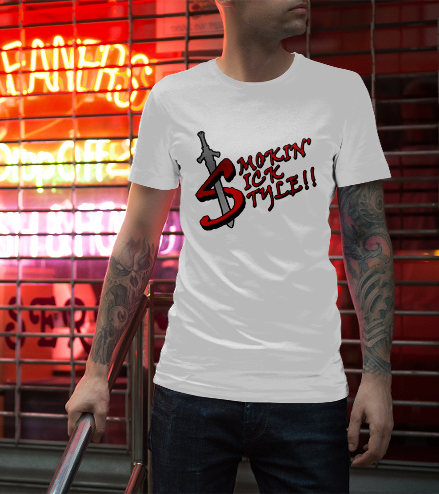 Smokin Sick Style Sword Motif T-Shirt