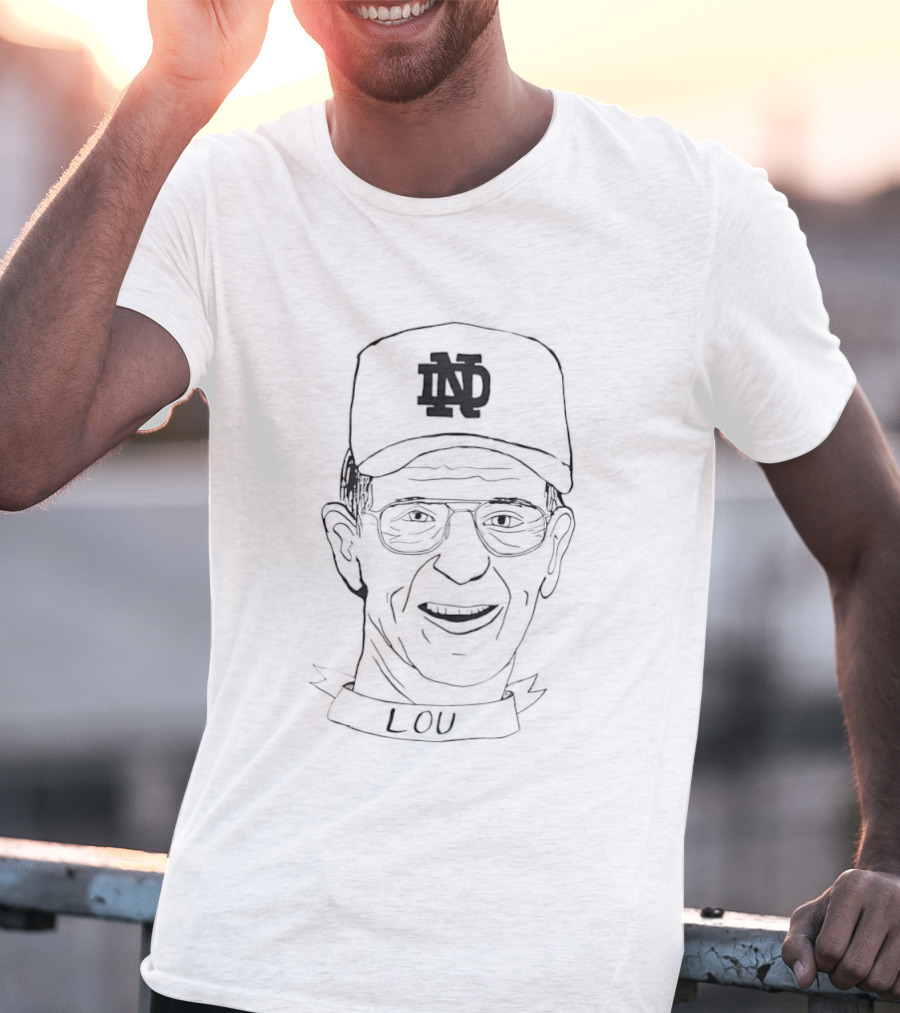 Lou Holtz Notre Dame ND Cap Drawing T-Shirt