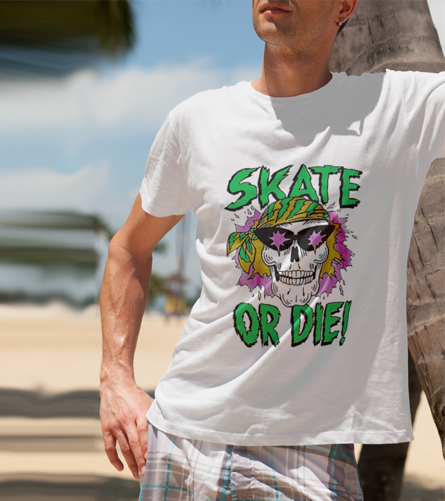 Stranger Things Season 4 Skate Or Die Skull Bandana Sunglasses T-Shirt