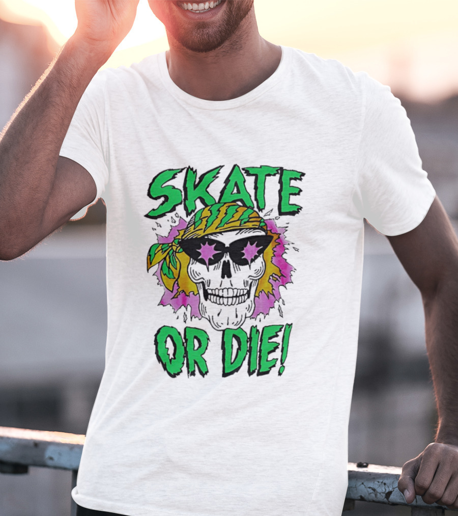 Stranger Things Season 4 Skate Or Die Skull Bandana Sunglasses T-Shirt