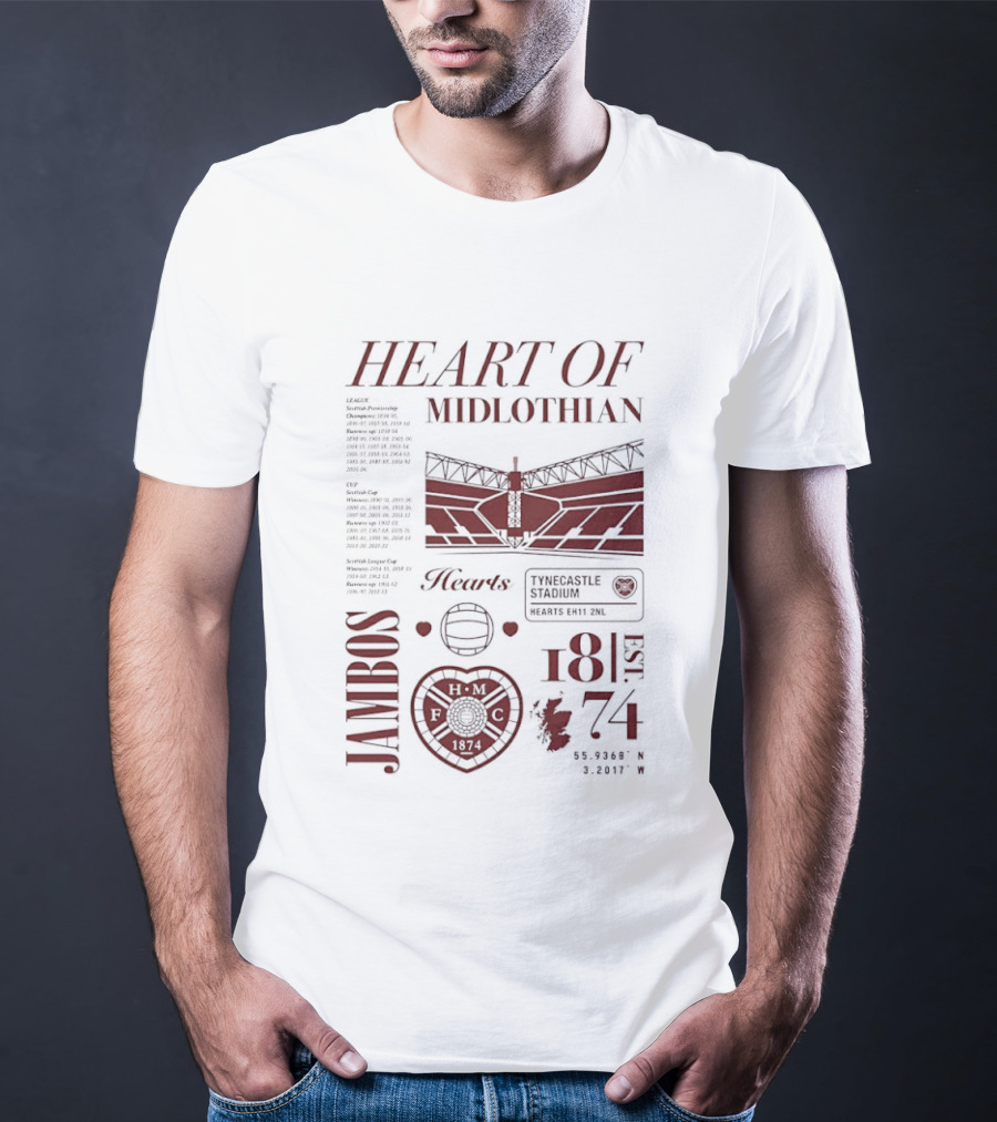 Heart Of Midlothian Jambos Est 1874 Scottish Football Club T-Shirt