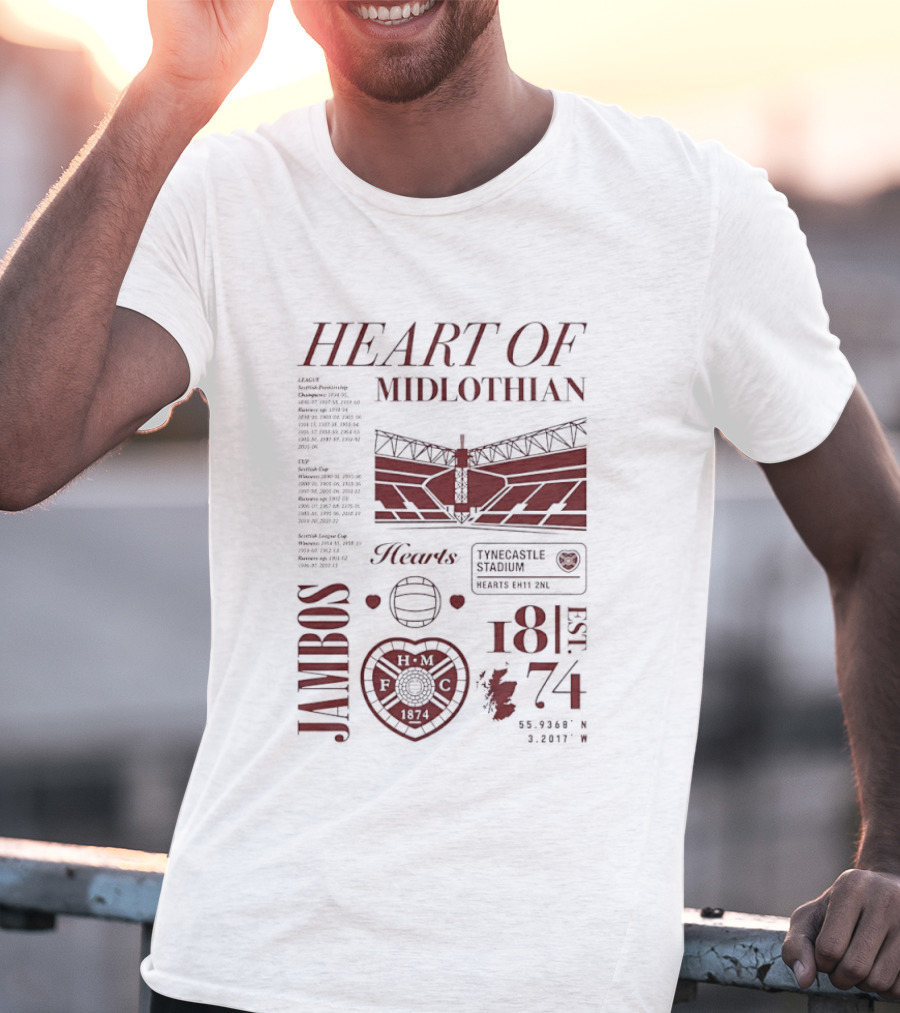 Heart Of Midlothian Jambos Est 1874 Scottish Football Club T-Shirt