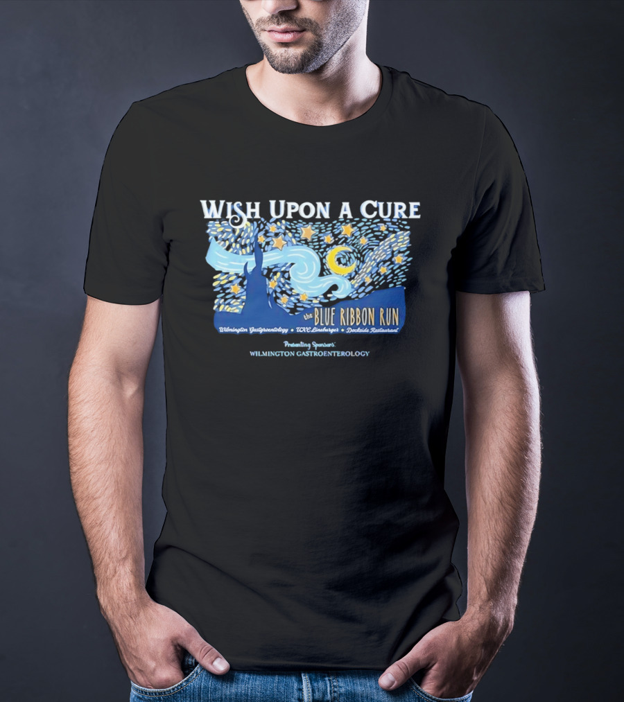 Wish Upon A Cure Blue Ribbon Run Wilmington Gastroenterology Event T-Shirt