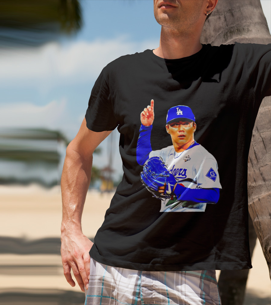 Yoshinobu Yamamoto '26 Los Angeles Dodgers Player Blue Glove T-Shirt