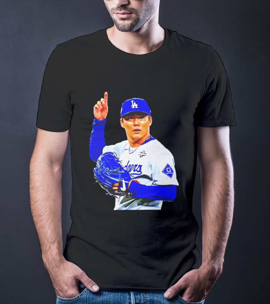 Yoshinobu Yamamoto '26 Los Angeles Dodgers Player Blue Glove T-Shirt