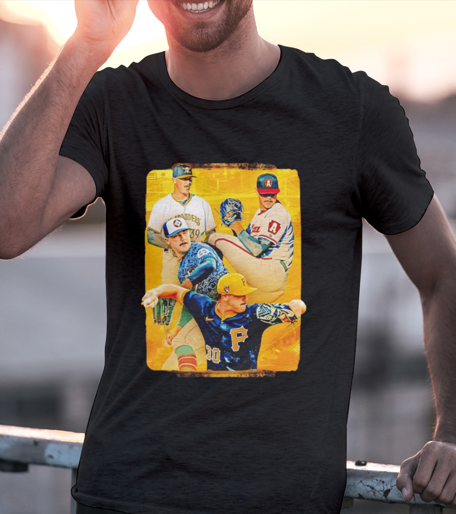 Paul Skenes Pitching Collage Pittsburgh Pirates 2026 T-Shirt